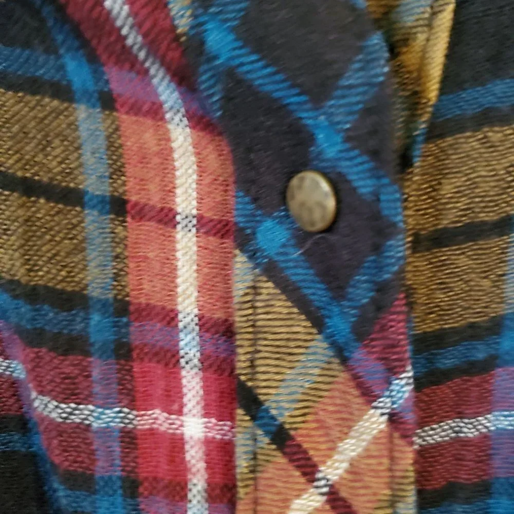 Free People Plaid Open Front Shoulders Metal Snap Western Shirt Size S - Picture 5 of 6